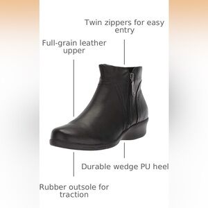 Black Proper Ankle Boots 10 2E with Side Zippers Genuine Leather